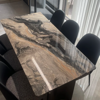 Ensemble de salle à manger classique en marbre royal français, transformable et rétractable, pour villa ou appartement.