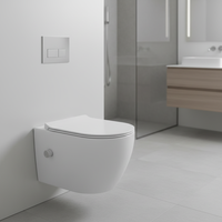 Toilettes murales de style européen, forme ronde, avec bidet intégré sans rebord, pour l'hygiène féminine