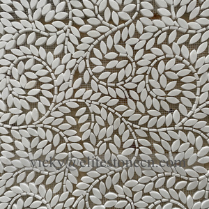 Thassos白大理石の葉デザイン白大理石モザイクタイル12X12ポリッシュ - Product Image 3