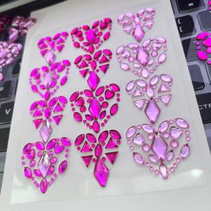 Autocollant de tatouage temporaire ZHONGLI style contracté, yeux cœur colorés, bijoux de visage pour <span class=keywords><strong>festival</strong></span> de musique, <span class=keywords><strong>maquillage</strong></span> en <span class=keywords><strong>strass</strong></span> et pierres - Product Image 4