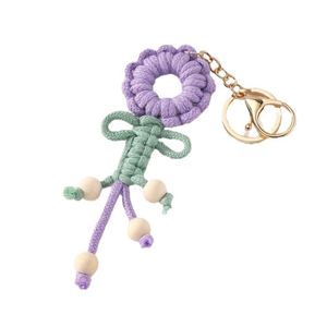 Handmade Customize Flower Shape Cotton Keychain Bag Pendant Creative Handwoven Bohemian Hollow Rope Keychain - Product Image 5