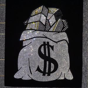 Oferta de fábrica, signo de dólar de gran tamaño, motivo de cristal de diamante plateado, calcomanía Strass, diseño de plantilla de diamantes de imitación personalizado - Product Image 2