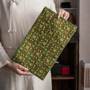 Alfombrilla de algodón y lino de estilo chino, verde, bordada, con aislamiento térmico, para ceremonia del té, lavable, origen Dehua - Product Image 1
