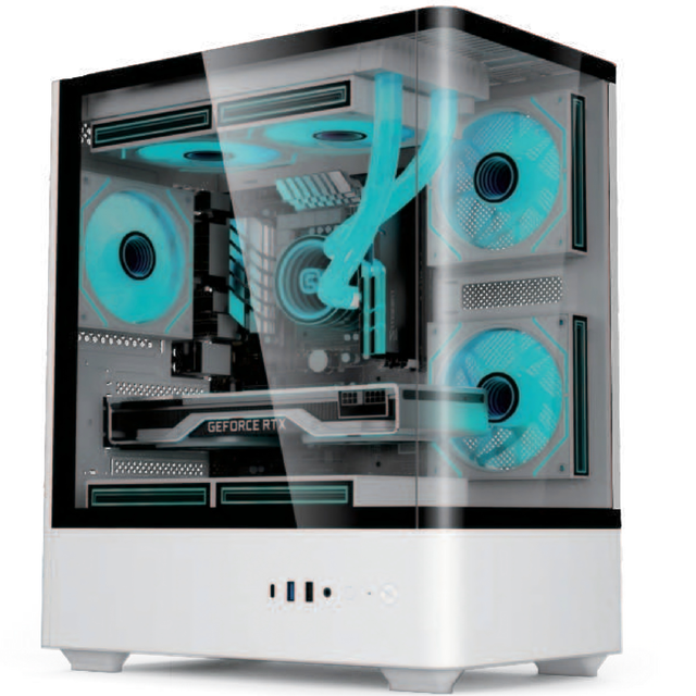 Desktop Computer Micro ATX Vertical Chassis White Acrylic Curved Surface Side Sea View Room Shell USB 3.0 Support 240 Water