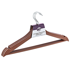 3 cintres en plastique à motif bois avec crochet métallique, gain de place pour l'organisation de la garde-robe, chemises, vestes - Product Image 1