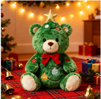 Ours en peluche de Noël, jouet en peluche, animal en polyester vert 20 cm, logo personnalisé, mascotte d'entreprise, cadeau de fête