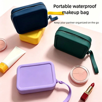 Sac de rangement en silicone, vente chaude, pochette portable pour pièces de monnaie et cosmétiques, trousse de maquillage de voyage en silicone