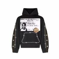 Sweat à capuche surdimensionné décontracté à manches longues style hip-hop personnalisé OEM, imprimé DGT, streetwear délavé