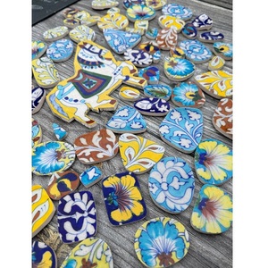 Cabujón de cerámica Floral pintado a mano, piedras preciosas sueltas, perfecto para hacer joyas, joyería occidental hecha a mano y regalos - Product Image 5