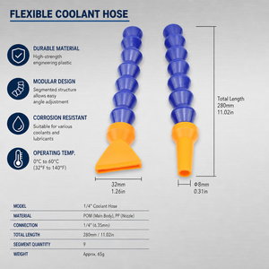Kit de tuyau de refroidissement articulé bleu avec segments en forme d'entonnoir emboîtables et <span class=keywords><strong>embout</strong></span> <span class=keywords><strong>rond</strong></span> en bec de canard orange pour machine de découpe de métal CNC - Product Image 4
