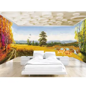 Paysage sauvage peinture à l'huile papier peint champ récolte motif mural pays américain mur tissu fond papier peint