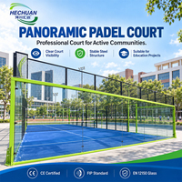 Terrain de padel panoramique extérieur Hechuan vert citron avec structure en acier stable EN 12150, vue claire pour les sports universitaires