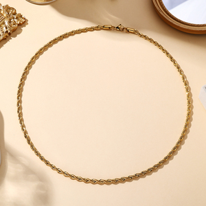 Collier chaîne corde en acier inoxydable à la mode de 6mm sans rétention de couleur <span class=keywords><strong>16</strong></span> pouces à 30 pouces véritable collier en or PVD 18 carats pour femme - Product Image 4