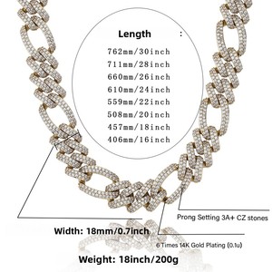 European American Full-Diamond Copper Electroplated Cuban Link <b>Chains</b> <b>Cross</b>-Border for Hot-Selling for Necklaces - Product Image 4