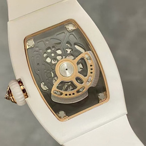 Montre mécanique luxueuse, élégante, de haute qualité, avec réserve de marche, étanche, sertie de diamants Moissanite, bracelet en caoutchouc de 20 mm - Product Image 2