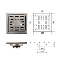 Vente directe usine – Grille de drain de douche carrée 10x10cm en acier inoxydable 304 poli pour salle de bain