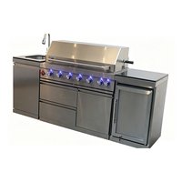 SS304 SUS304 Multifunktionale Modulare Outdoor-Küche mit Spüle, Wasserhahn, BBQ-Gasgrill, Kühlschrank, Langlebiger Granitarbeitsplatte und Schrank