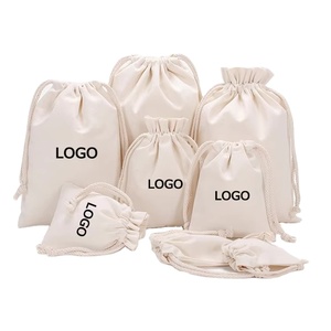 Sac à cordon personnalisé en coton, petit sac cadeau à cordon avec logo personnalisé, emballage en coton - Product Image 1