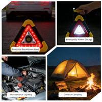 Triangulaire de signalisation routière solaire à LED, réfléchissant en PVC, lampe de signalisation de danger sur pied, lampe d'urgence routière pour véhicule, IP65