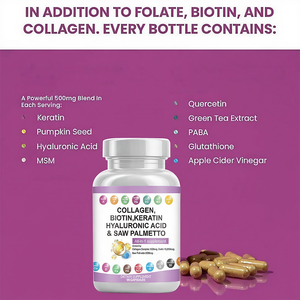 Cápsulas de Suplemento de Belleza Todo en Uno Synkonda <span class=keywords><strong>con</strong></span> Colágeno Vegano, Biotina, Saw Palmetto y Ácido Hialurónico para Cabello, Piel y Uñas, <span class=keywords><strong>Bloqueador</strong></span> de DHT, 90 Unidades - Product Image 2