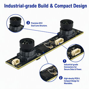 กล้อง Hampo Global Shutter Stereo Ego Binocular Vision พร้อม IMU 6 แกน GPIO Sync สำหรับหุ่นยนต์ฮิวแมนนอยด์ วิจัย VIO SLAM ความละเอียด 3840x1080 30fps - Product Image 2