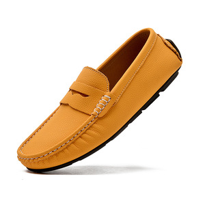 Mocassins de conduite pour hommes en <span class=keywords><strong>cuir</strong></span> souple <span class=keywords><strong>bleu</strong></span> <span class=keywords><strong>marine</strong></span> antidérapants, confortables à enfiler, style Penny Loafers et chaussures bateau - Product Image 5