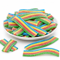 Bandes de bonbons gélifiés fruités arc-en-ciel, acidulés, à mâcher, doux, halal, vente en gros d'usine, personnalisables, logo OEM, promotion