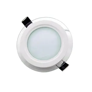 Luz de painel de vidro LED ultrafina embutida para teto, luz embutida plana redonda, 6W, 12W, 18W AC85-265V