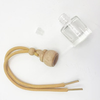 Diffuseur de parfum pour voiture en verre vide avec bouchon en bois en forme de gourde, pendentif désodorisant pour voiture, aromathérapie