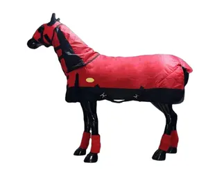 Tappeti invernali a cavallo coperta traspirante stabile in cotone per cavalli Set da esposizione caldo tappeto per cavallo con coperta per il collo