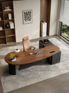 Nuevo Escritorio de Oficina Ejecutivo para Supervisor/Gerente, Diseño Minimalista Moderno con Forma de Anacardo, Cableado Oculto - Product Image 6