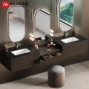 PA Hôtel Smart Mdf Armoire de toilette Étanche <span class=keywords><strong>Double</strong></span> Lavabo Salle de bain Vanité Avec Miroir Led - Product Image 1
