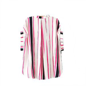 Phong Cách Mới Phụ Nữ Chất Béo Voan Sọc Áo Sơ Mi Mùa Hè Đẹp Kurti Áo Sơ Mi - Product Image 3