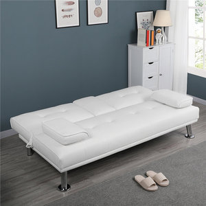 Salon Fantaisie Faux Cuir Futon Canapé-lit Convertible Canapé-lit avec Pieds en Métal Chromé - Product Image 5