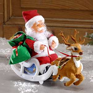 Batería operado navidad regalo juego Musical a Santa Reno <span class=keywords><strong>con</strong></span> <span class=keywords><strong>trineo</strong></span> para regalos de peluche de felpa muñeca - Product Image 1