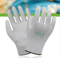 Guantes Antiestáticos de Nylon con Recubrimiento de PU EN 16350 para Ensamblaje Electrónico en Cuartos Limpios