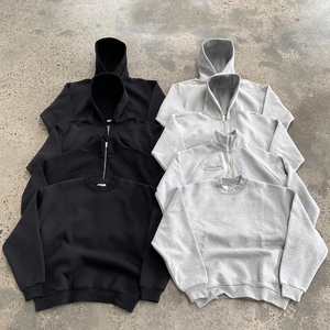 YuKaiHe Set Felpa con Cappuccio in Pile di Alta Qualità 330GSM Oversize Casual Tinta Unita con Logo Personalizzato Streetwear Tuta per l'Inverno - Product Image 4