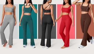 Leggings décontractés évasés Vractive avec poches latérales pour femmes, pantalons de <span class=keywords><strong>jogging</strong></span> sportifs évasés, pantalons de sport écologiques unis, vente en gros - Product Image 6