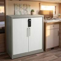 Kit de porte à tambour DIY avec serrure à combinaison pour camping-car, caravane, armoire, système de porte coulissante enroulable, installation facile