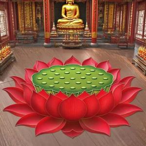 Alfombra de meditación de terciopelo cristalino con forma de loto, antideslizante, para la adoración de Buda, absorbente de agua. - Product Image 3