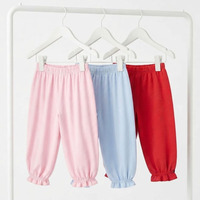 Pantalon de jogging multicolore pour petites filles, bas décontracté à volants pour enfants, pantalon bulle uni pour bébés filles