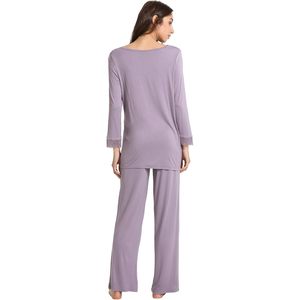 Conjunto de Pijama Personalizado para Mujer, Viscosa de Bambú con Ribete de Encaje, Ropa de Dormir de Manga Larga, Pijamas Suaves con Bolsillos - Product Image 3