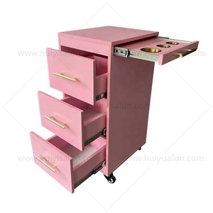 Carrito de salón rosa, carrito de salón, armario de belleza, carrito, estación de armario con carrito - Product Image 1