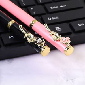 Bolígrafo de Metal con Diseño Creativo de Flor de Cerezo Rosa, Perla y Rosa Melocotón, Tinta Negra de 0.5mm, para Oficina y Escuela - Product Image 6