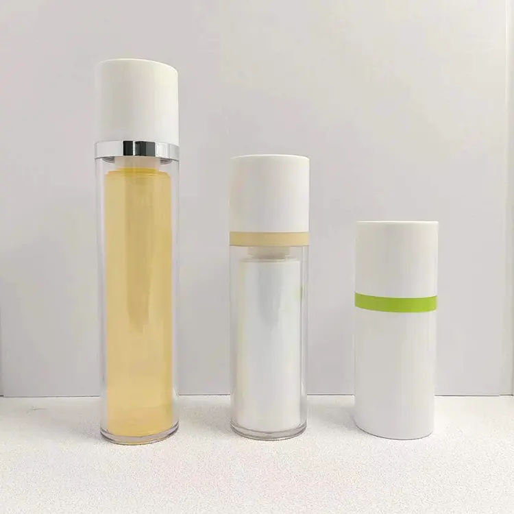 Kunststoff Acryl Serum Lotion Twist Up Airless Flaschen 15ml 30ml 50ml runde nachfüllbare Airless Pump flasche Kosmetik behälter
