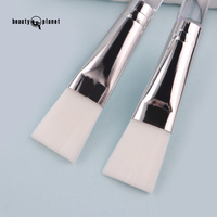 Pinceau applicateur professionnel Beauty Planet en nylon doux avec logo personnalisé, manche transparent blanc, pour masque facial à l'argile, pinceau de maquillage individuel