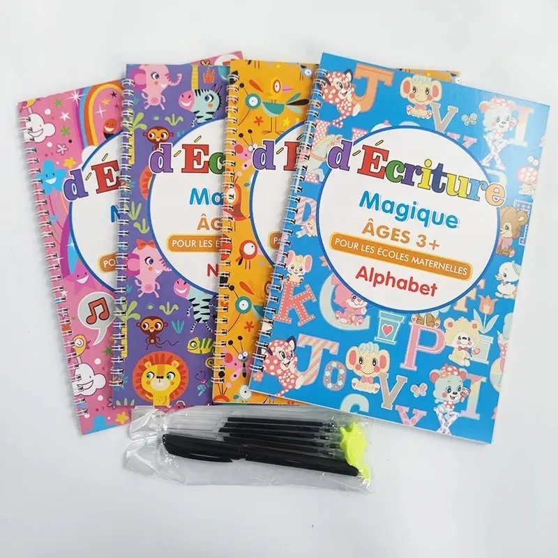 18.5X26Cm Nieuwe Grote Franse Magische Praktijk Copybook Herbruikbare Alfanumerieke Kalligrafie Schrijven Kinderen Copybook