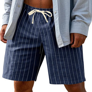 Shorts de plage en lin pour hommes Cross Border Shine – Vert, kaki, bleu marine, noir, blanc, gris – Élastique à la taille, cordon de serrage, décontracté et tendance pour l'été - Product Image 4