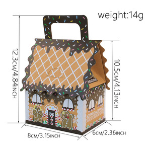 DAMAI Christmas Ornament Gift Boxes for Candy Cookies Sugars Paper Packaging with Festive House Handle for Food Use - Product Image 5