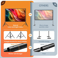 Layar Proyeksi Portabel 120" 16:9 4K HD Indoor/Outdoor dengan Tas Pembawa, Bebas Kerut, Bahan Poliester, Tripod untuk Membawa - Kualitas Bioskop